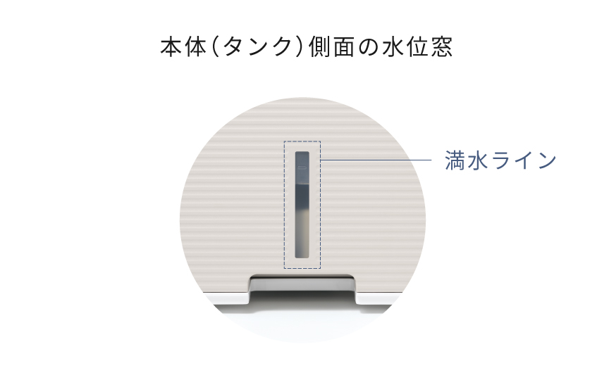 本体側面の水位窓にクローズアップしている画像です