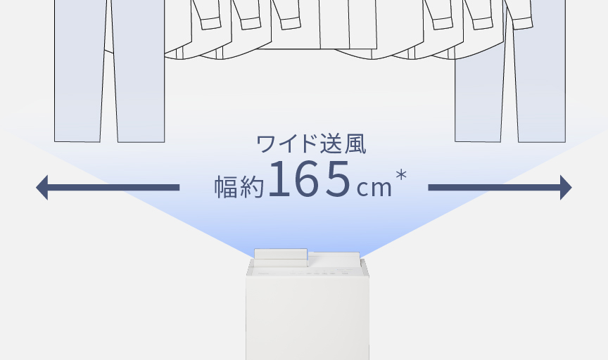 幅約165cmの分の洗濯物を乾かしているイメージ画像です