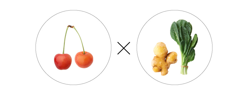 写真：さくらんぼ × しょうが・小松菜