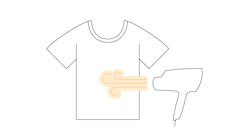 ハイブリッド式のイラストです。Tシャツを温風で乾かすイメージ