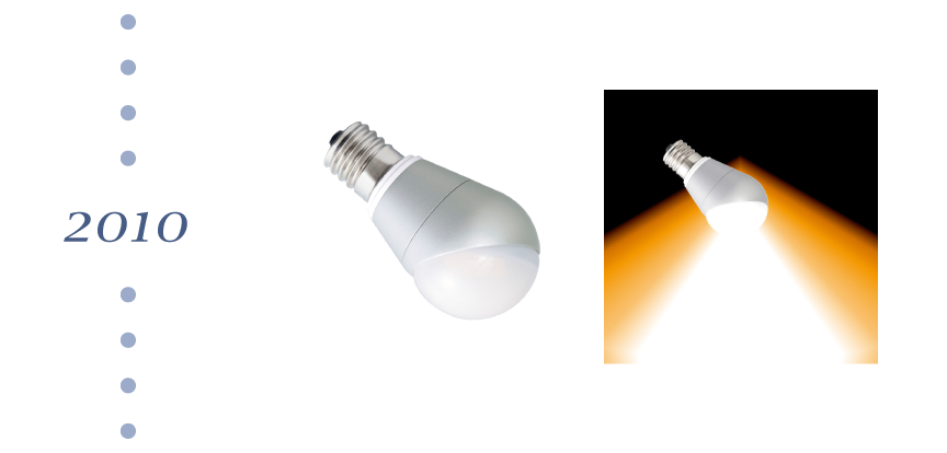 2010年 LED電球小形電球タイプ（斜め取付け専用）発売