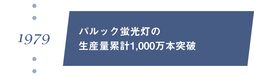1979年　パルック蛍光灯の生産量累計1,000万本突破