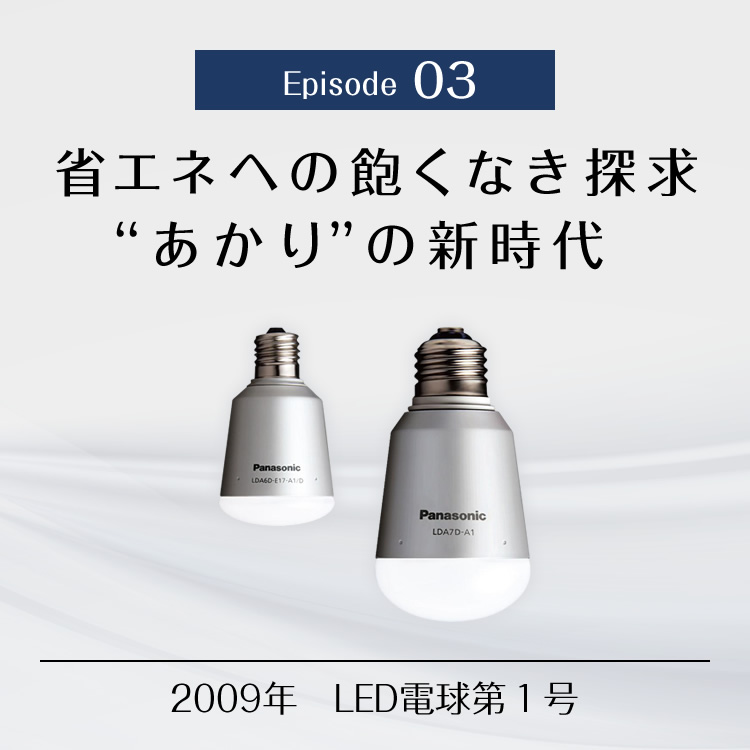Episode 03　省エネへの飽くなき探求 “あかり”の新時代　2009年 LED電球第1号