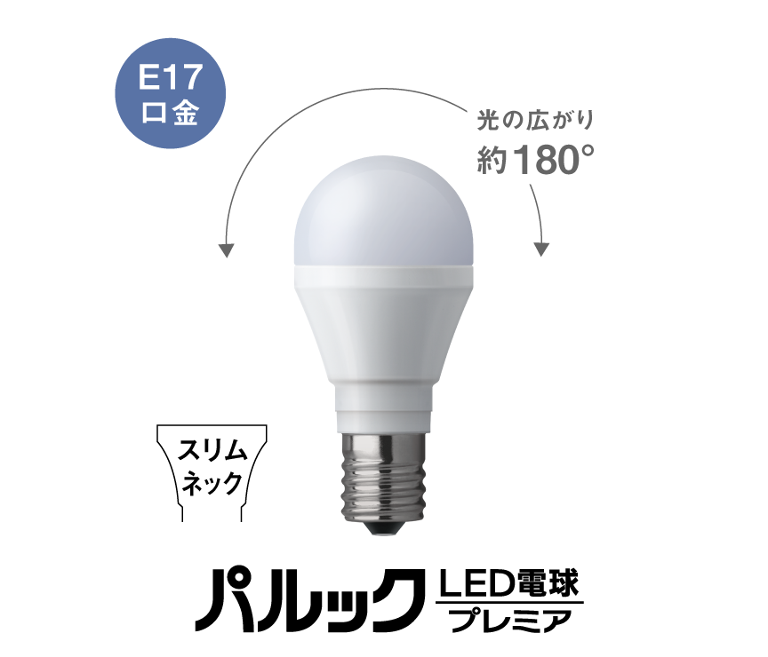 E17 広範囲を照らすタイプ パルックLED電球プレミア 調光器対応タイプ