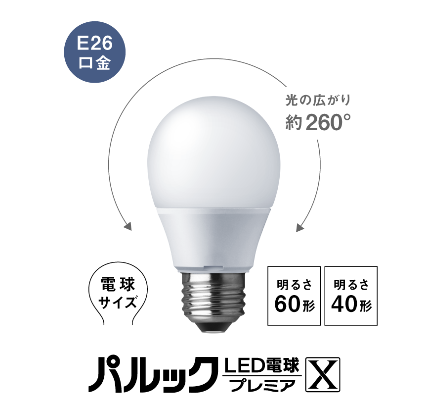 E26 空間全体を照らすタイプ パルックLED電球プレミアX