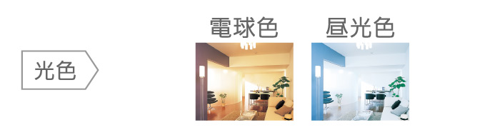 光色,電球色,昼光色