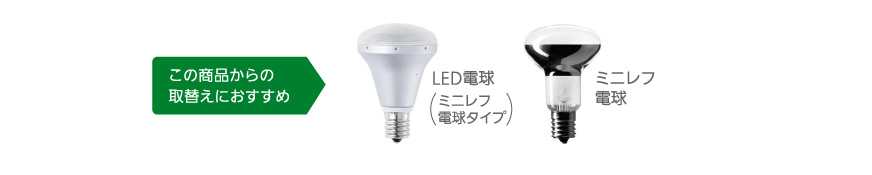 この商品からの取替えにおすすめ,LED電球（ミニレフ電球タイプ）,ミニレフ電球