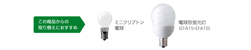 [おすすめの取り替え商品]ミニクリプトン電球,電球形蛍光灯（EFA15）(EFA10 )
