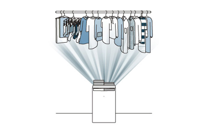イラスト：室内干しの洗濯物を効率良く乾かせる家電