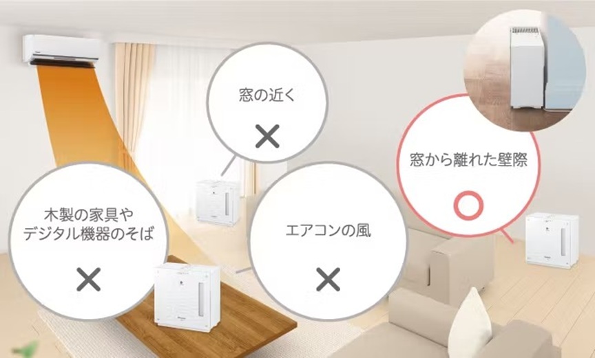 写真：加湿器の置き場所の画像