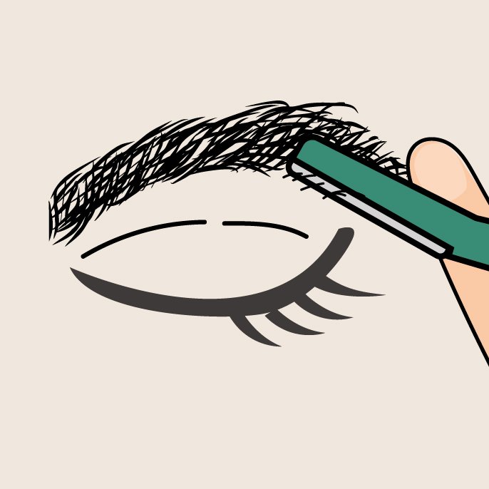 眉を整えているイラスト
