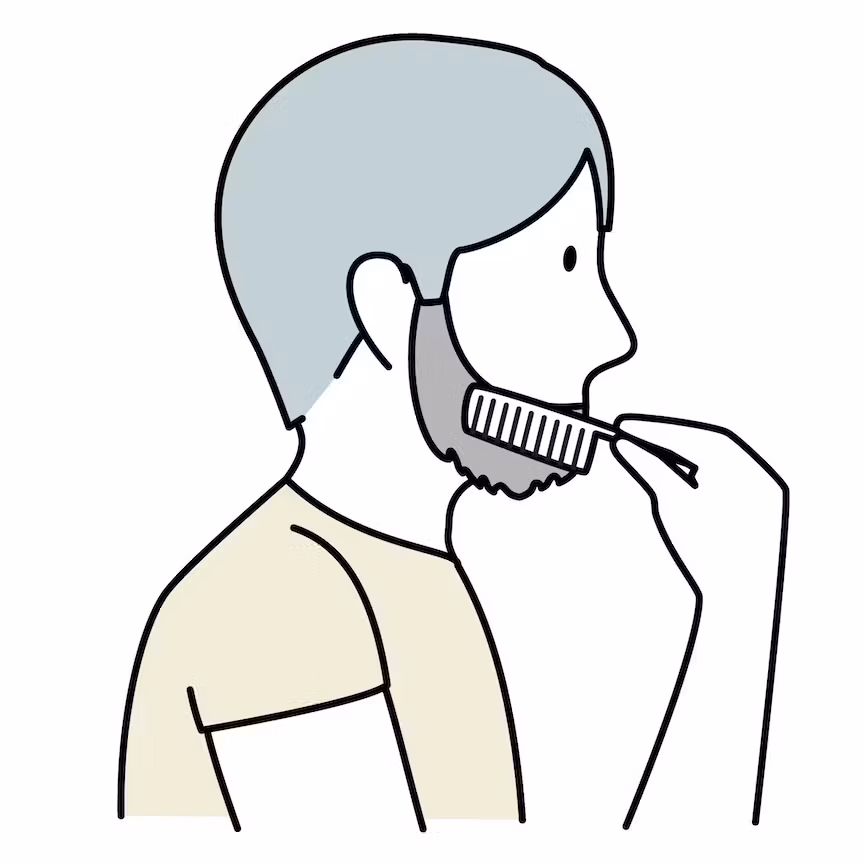 ヒゲコームで整える男性のイラスト