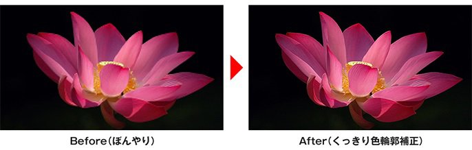 Before（ぼんやり）　After（くっきり色輪郭補正）