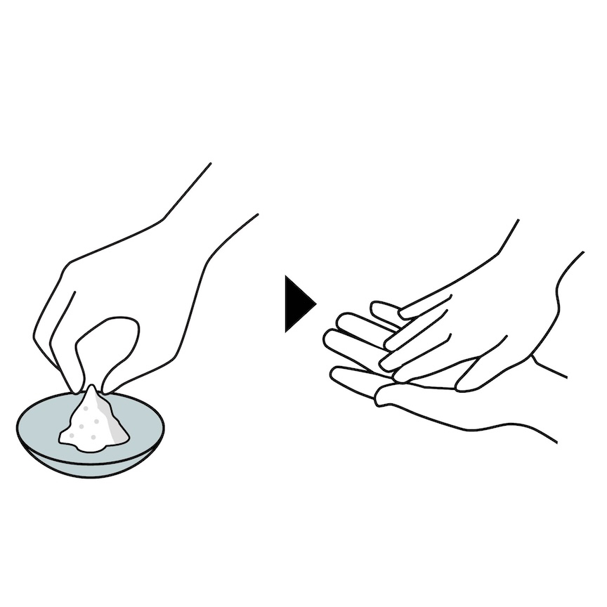 塩を指でつまみ、手に広げるイラスト