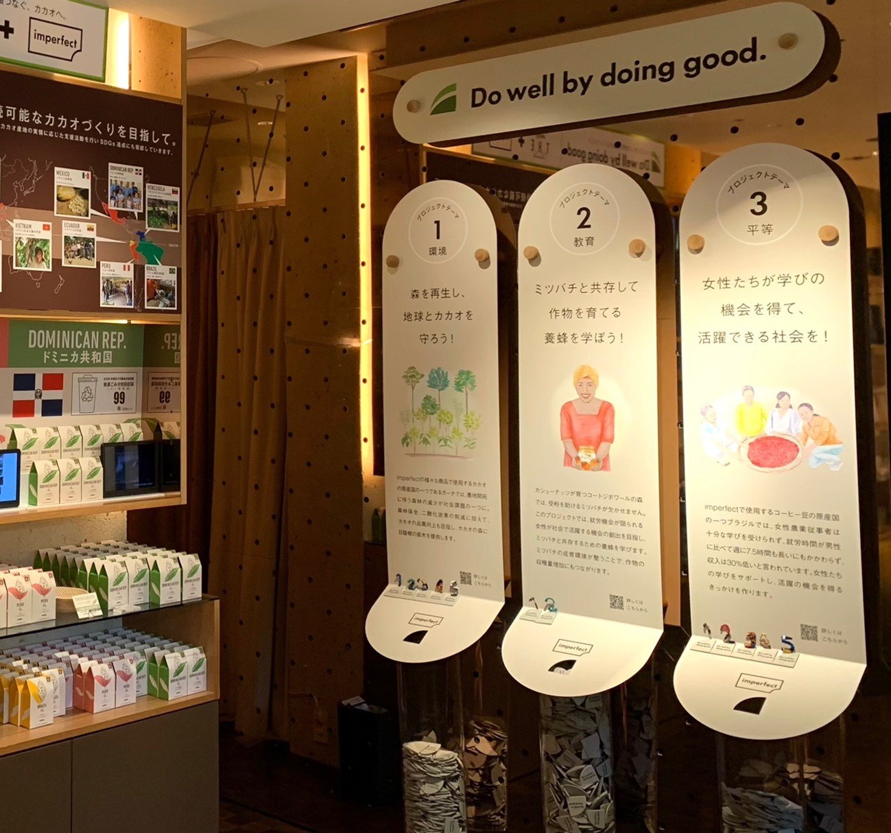 3つのプロジェクトについて書かれたボードの写真