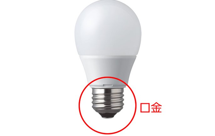 口金部分を示している電球の写真