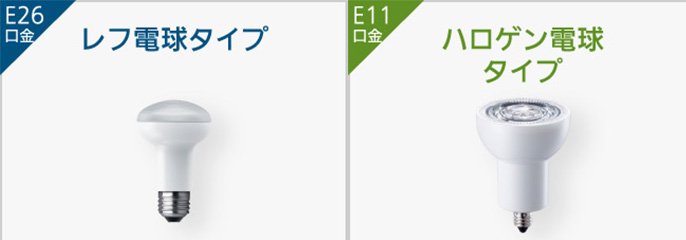 E26口金 レフ電球タイプ E11口金 ハロゲン電球タイプ