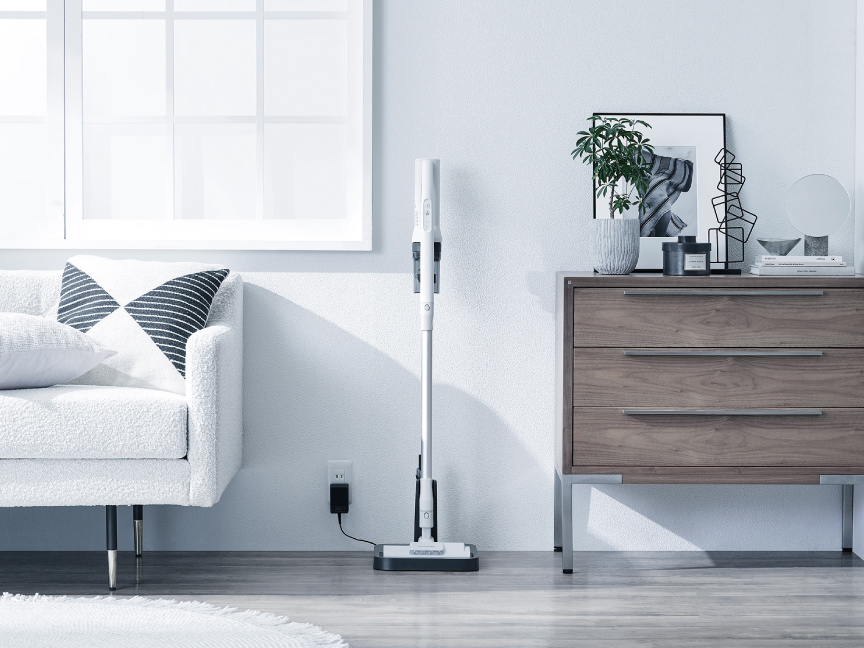 スタンド掃除機を置いている部屋の写真