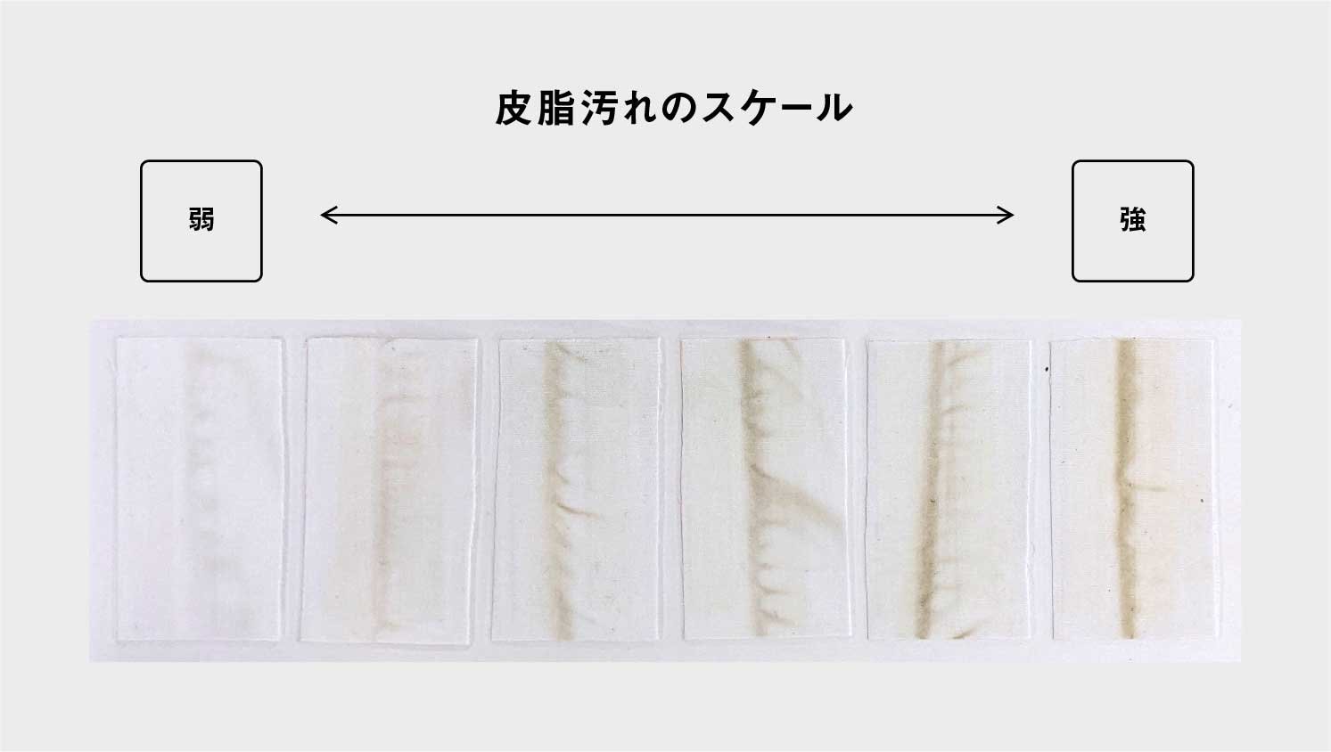 皮脂汚れのスケールを表した写真