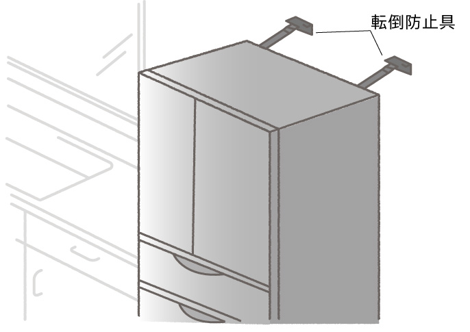 冷蔵庫の転倒防止イメージ