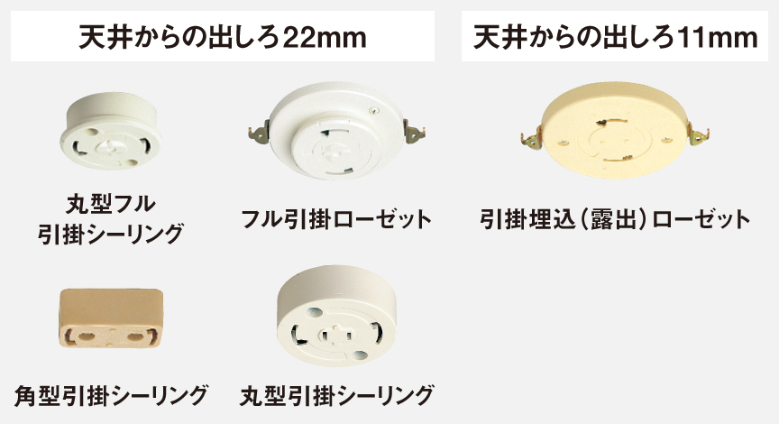 天井に下記の配線器具がついていれば工事不要