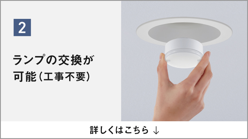 ２ランプの交換が可能（工事不要）