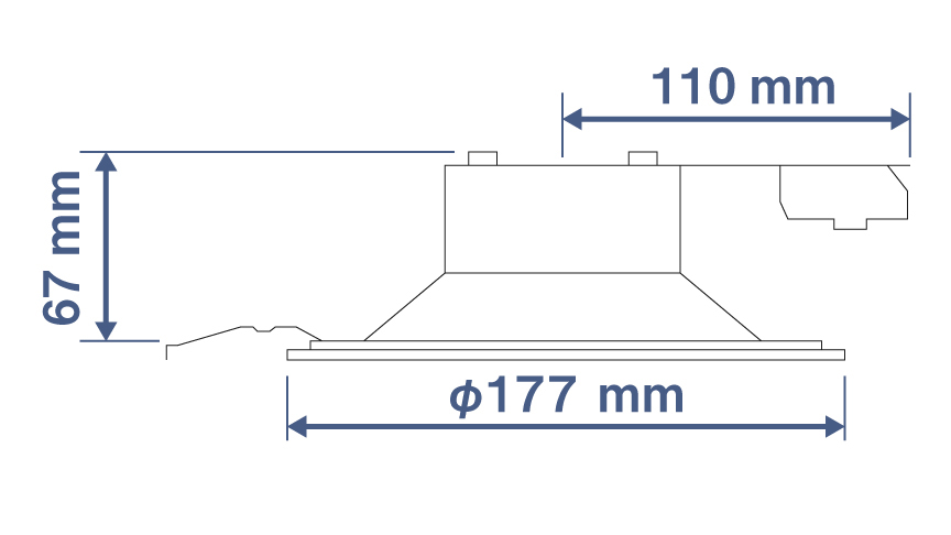 縦67mm 幅φ177　天井懐110mm