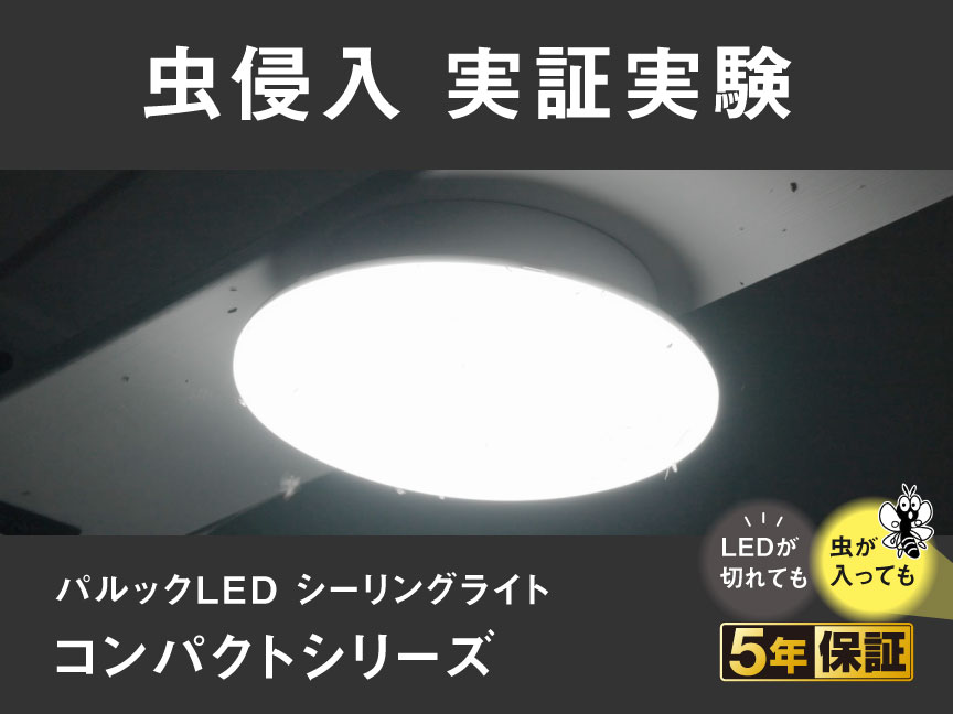 虫侵入 実証実験。パルックLEDシーリングライトコンパクトシリーズ