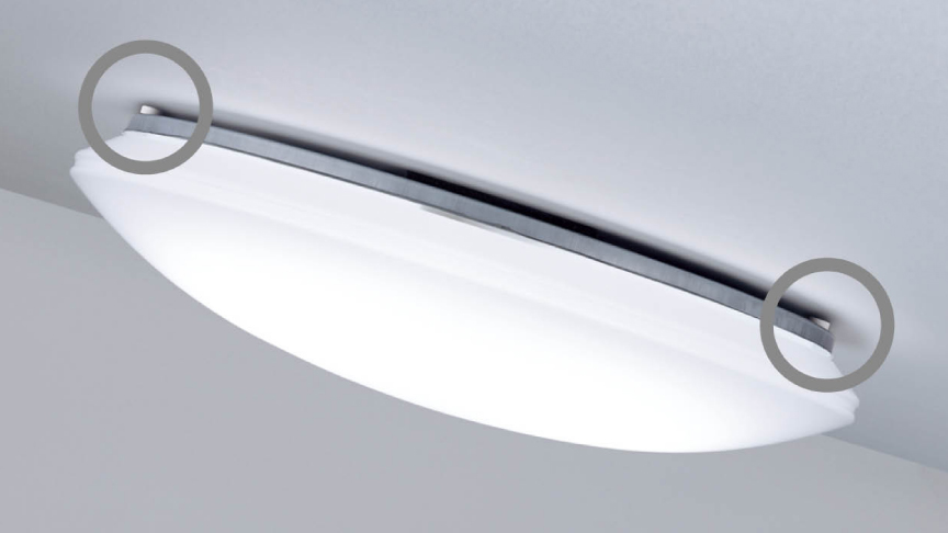 傾斜天井へのシーリングライト設置イメージ