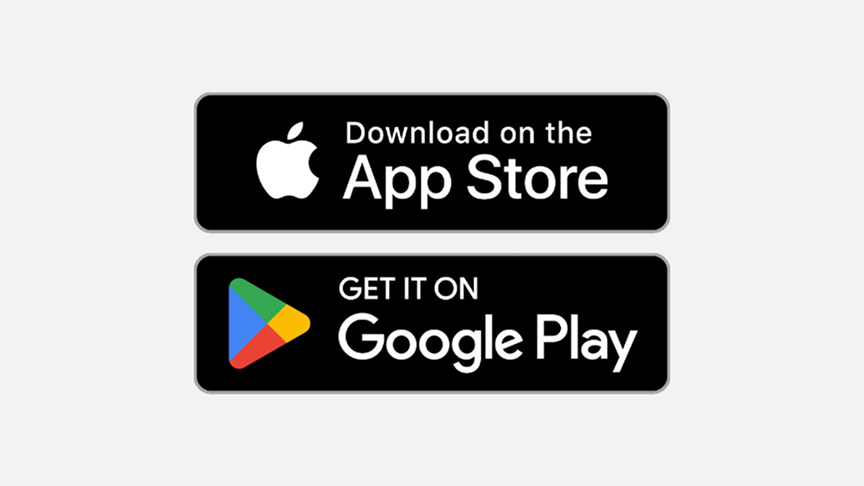 Download on the App Store、GET IT ON Google Play 