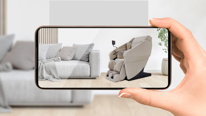 スマホでマッサージチェア設置シミュレーション　詳細を見る
