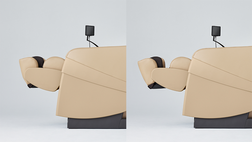 写真：マッサージチェア 脚のせ台のスライド調節の様子