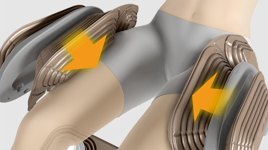 太もものエアーバッグがホールドしているイラスト