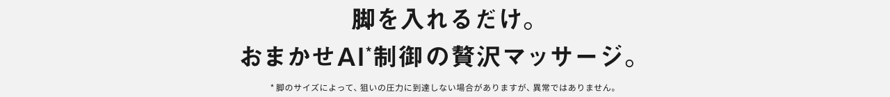 脚を入れるだけ。 おまかせAI*制御の贅沢マッサージ。