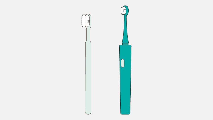 手磨きと電動歯ブラシのイラスト