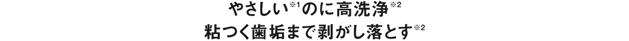 やさしい※1のに高洗浄※2　粘つく歯垢まで剥がし落とす※2