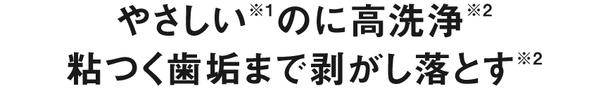 やさしい※1のに高洗浄※2　粘つく歯垢まで剥がし落とす※2