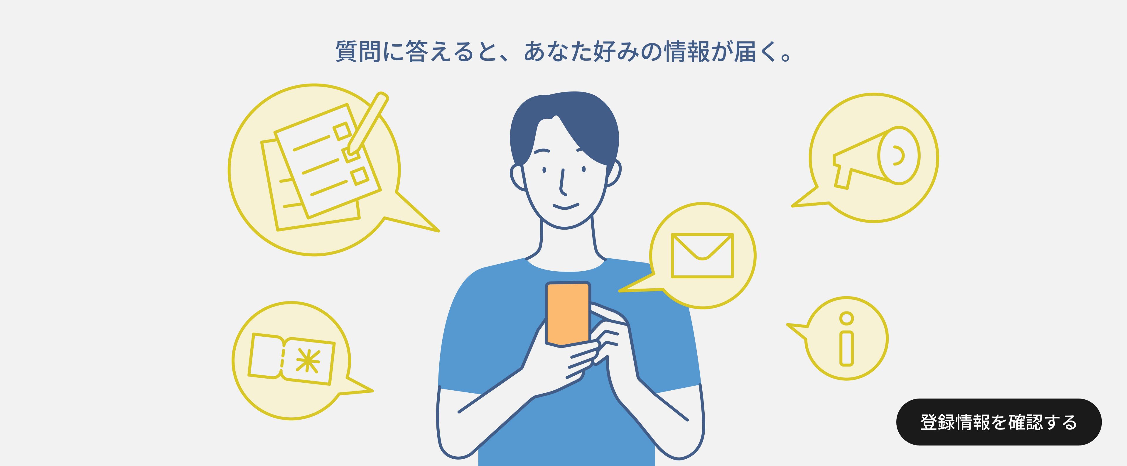 質問に答えると、あなた好みの情報が届く