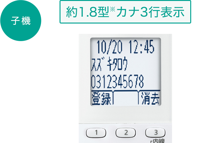 [約1.8型※カナ３行表示]子機