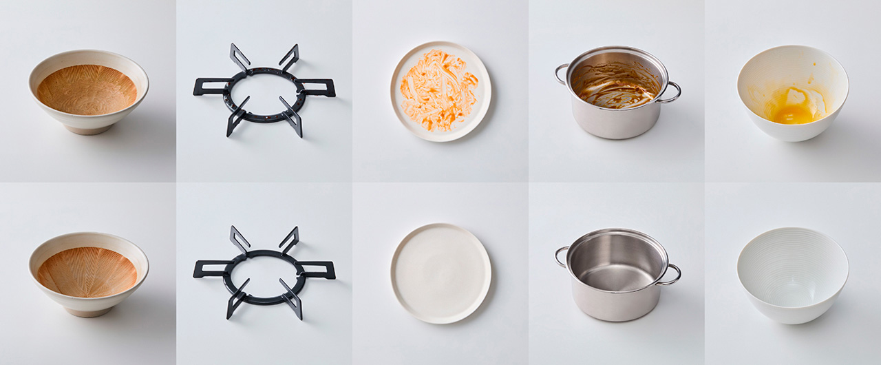 写真：食洗器の使用前と使用後