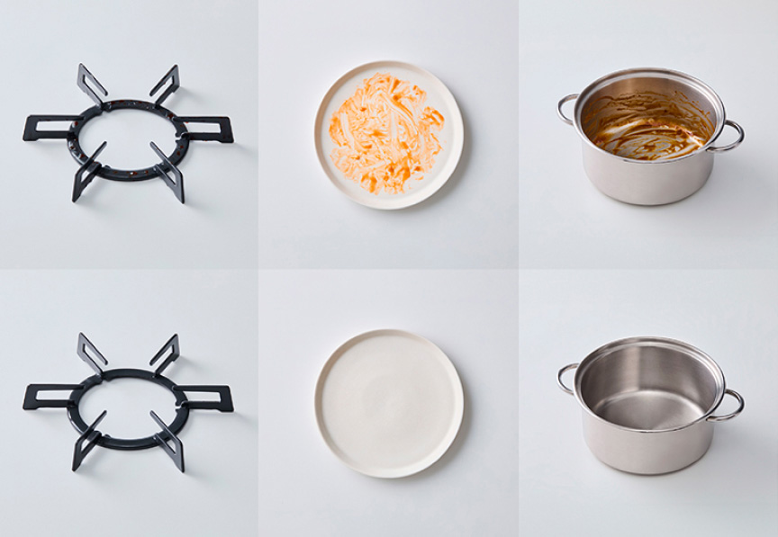 写真：食洗器の使用前と使用後