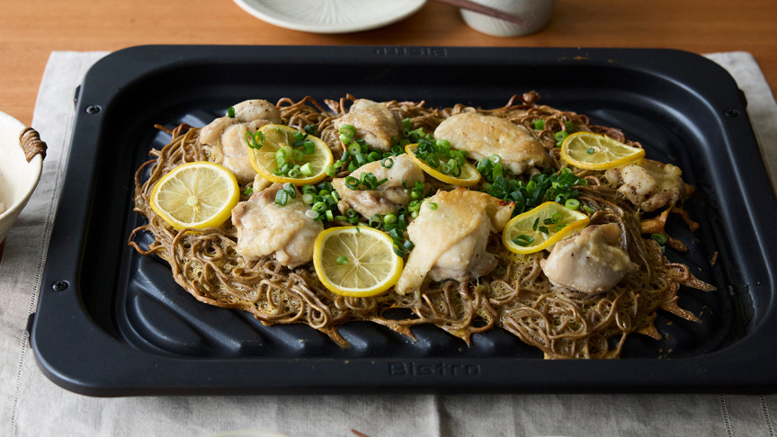 グリルチキン瓦焼きそば