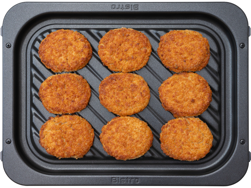 ヒートグリル皿にコロッケが9個載っている様子。