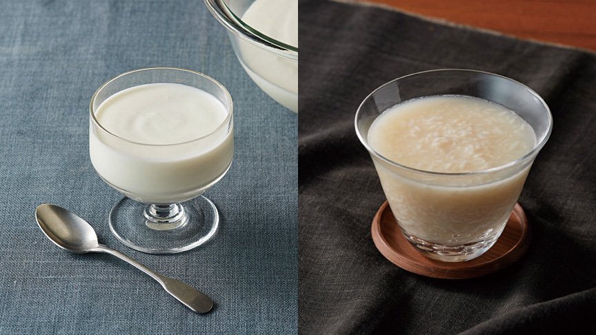 ヨーグルト、甘酒の画像です。