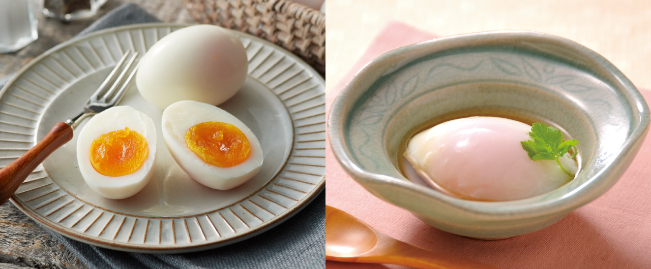 画像：スチーム機能で作ったゆで卵と温泉卵