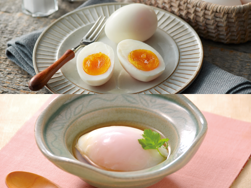 画像：スチーム機能で作ったゆで卵と温泉卵