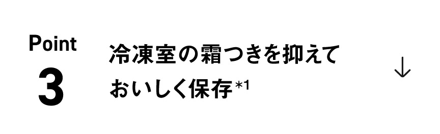 ポイント3：冷凍室の霜つきを抑えておいしく保存