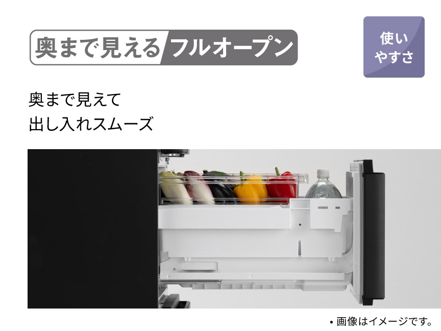 奥まで見えるフルオープン 奥まで見えて出し入れスムーズ