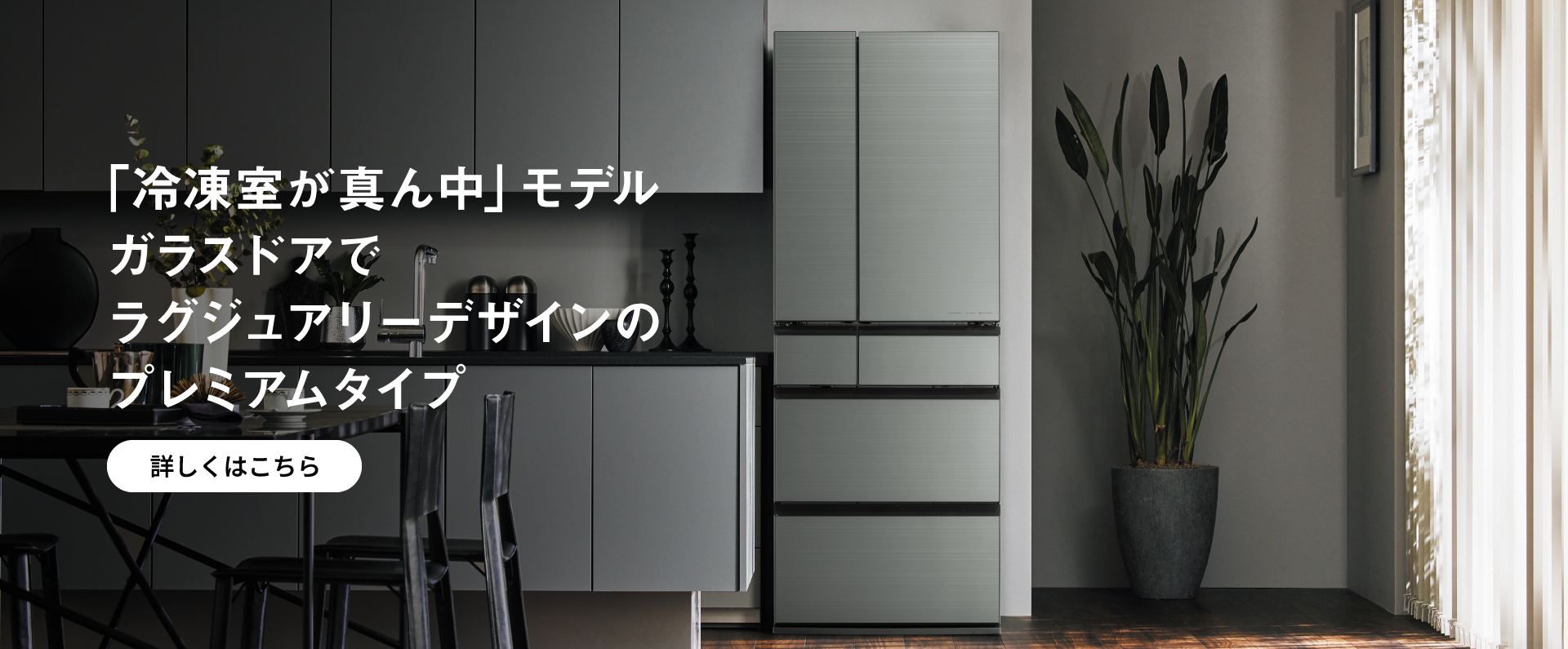 「冷凍室が真ん中」モデル　ガラスドアでラグジュアリーデザインのプレミアムタイプ