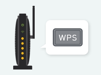 WPSボタン搭載の無線LANルーターのイラストです。